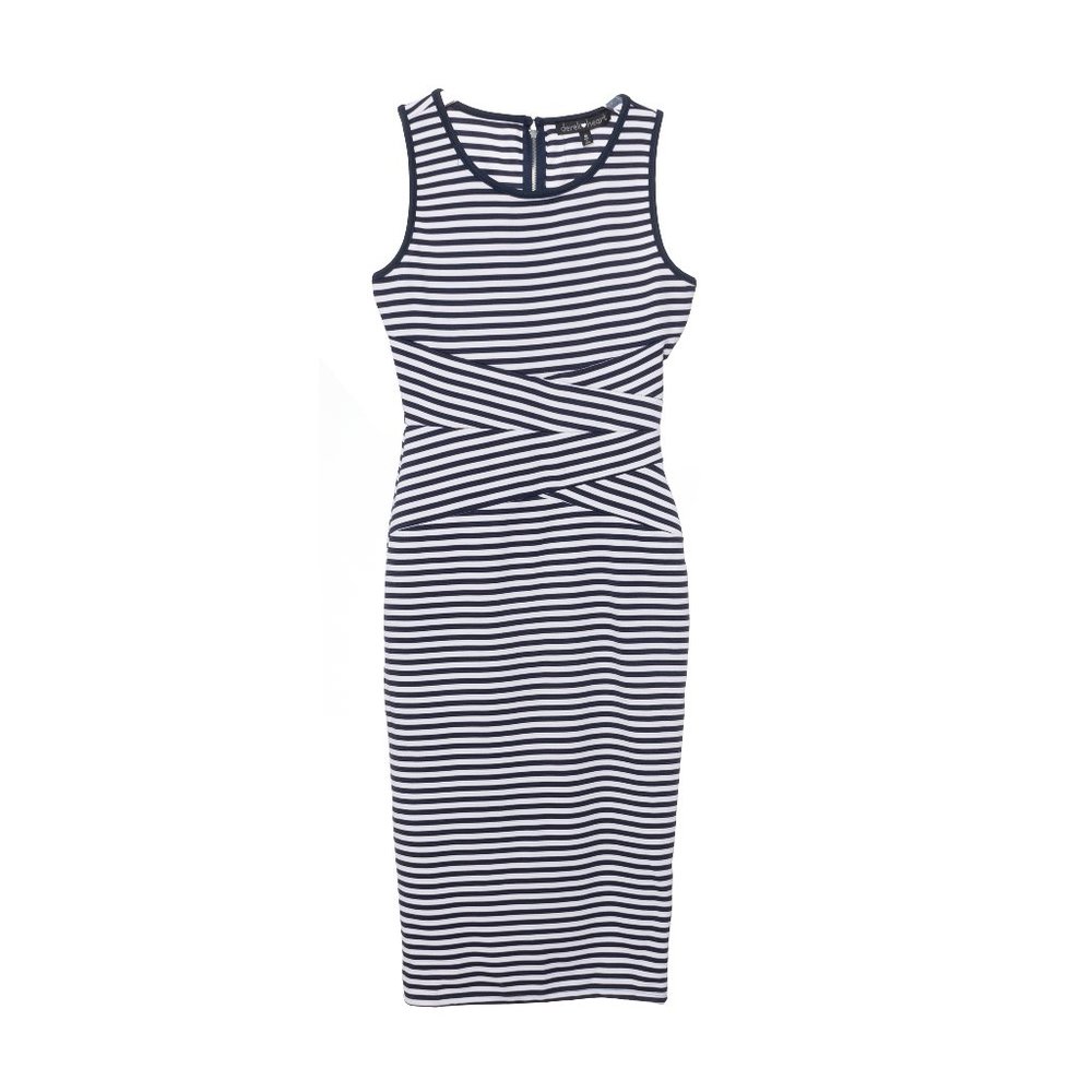Derek Heart Stripe Navy Blue & White Sleeveless Bodycon Dress Size Medium